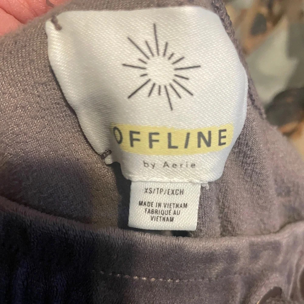 Offline by Aerie Gray Velvet Velour Joggers Sz XS‎ Pockets Soft Cozy - Picture 7 of 7